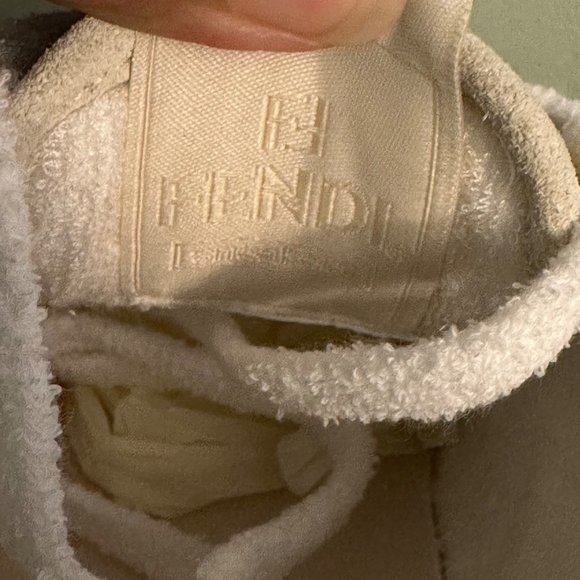 Fendace Fendi Versace Match Suede Sneakers Chunky Skate White Gold Size 37 Women - Picture 13 of 15